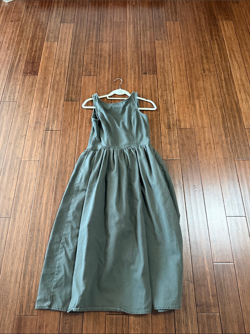 Wayf Olive Sleeveless Maxi Dress with Gathered Waist